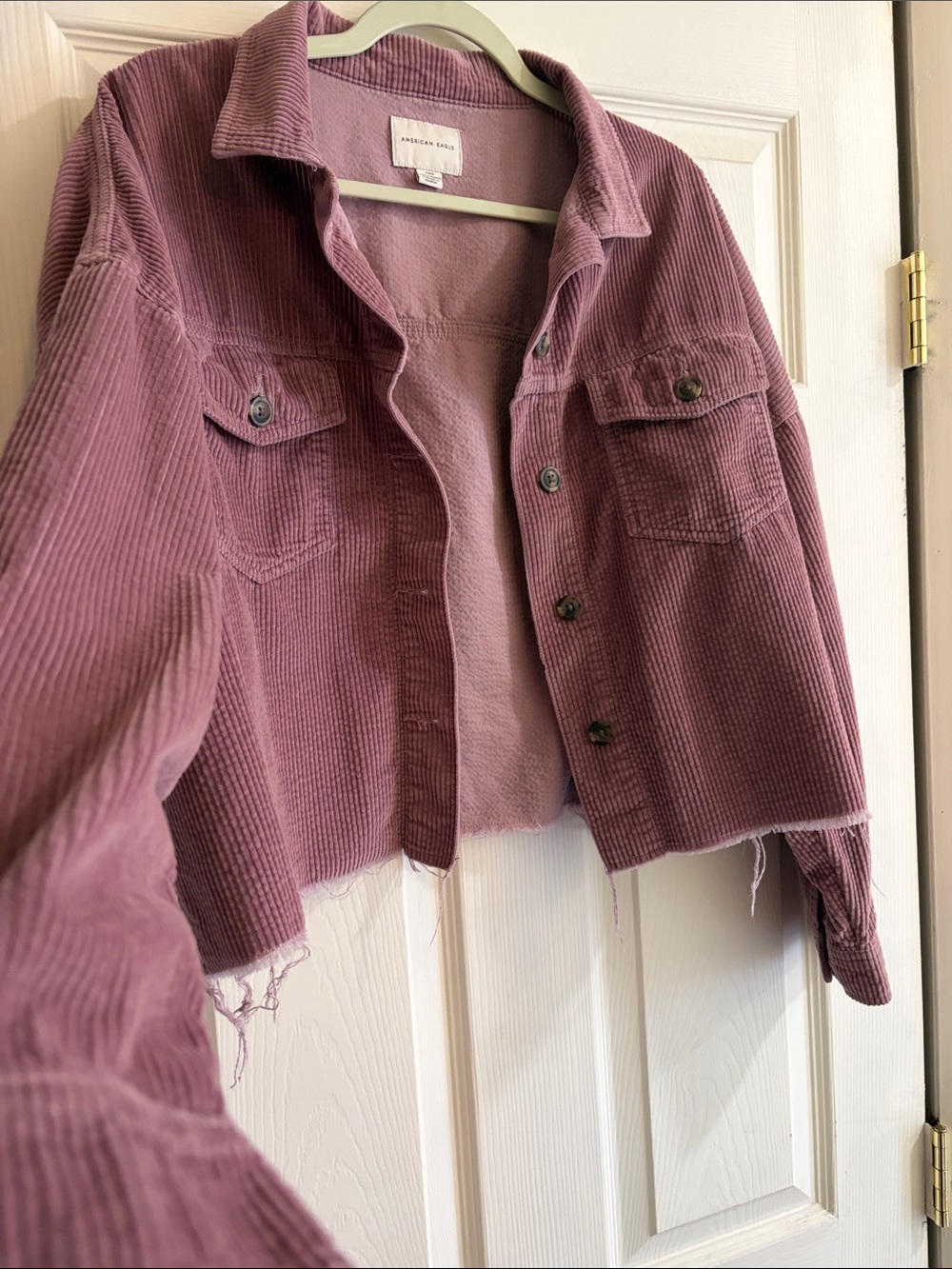 American Eagle Outfitters Dusty Mauve Corduroy Cropped Jacket Size Large